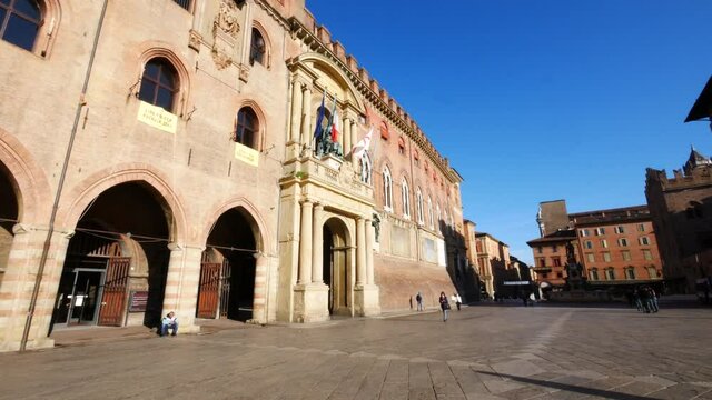 Bologna, Italy, main facade of D'Accursio palace the city hall