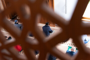 Sarajevo, Bosnia and Herzegovina; Omer ibn Hattab mosque; 17th  october 2020;  People praying in the mosque due to the epidemic are worshiping in accordance with the social distance rules. 