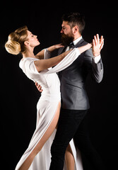 Couple dancing waltz. Passion and love concept. Dancing, Salsa, Tangoing. Couple in tender passion.