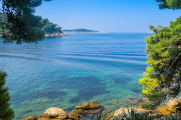 Beautiful view of the Adriatic sea, in Cavtat near Dubrovnik, Croatia