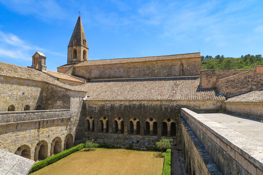 View of the Thoronet Abbey and its cloister on a sunny day, South of France