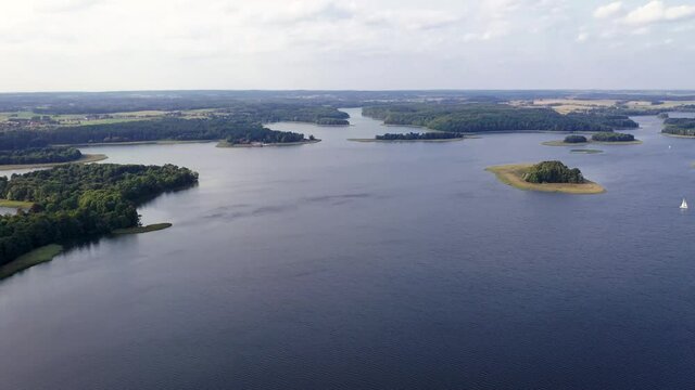 4K footage of Narie lake in Kretowiny village in Warmia Mazury region of Poland