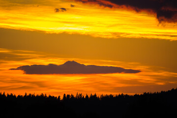 Dark Cloud Above Treeline Looks Like Island in a Sea of Fire