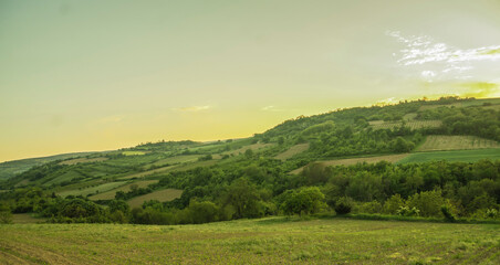 Fototapeta na wymiar mountains landscape with grass and sky