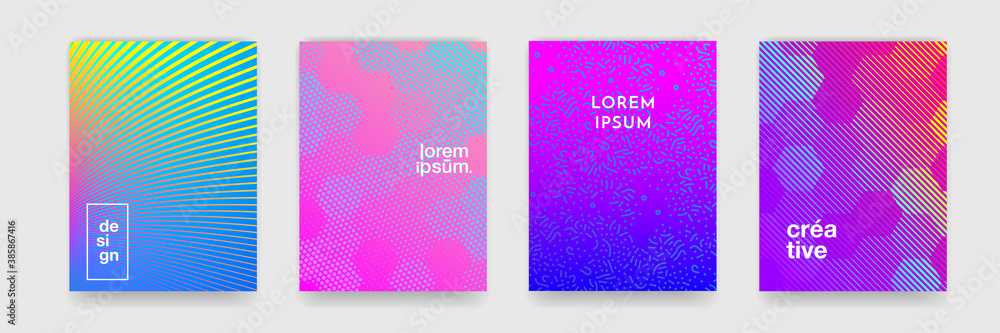 Leinwandbilder Backgrounds geometric pattern and color gradient, vector abstract cover design templates. Abstract creative trendy pattern backgrounds and cool halftone liquid gradient posters
