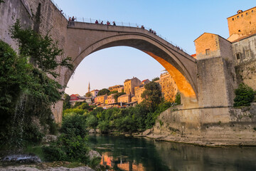 Beautiful view of Mostar's old bridge in Bosnia-Herzegovina