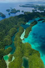 Fototapeta na wymiar Aerial shot of islands and marine lakes of Palau
