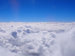 A bright blue sky and a sea of white clouds, Leh, Ladakh, Jammu and Kashmir, India