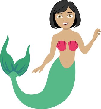 Vector illustration of a cartoon mermaid