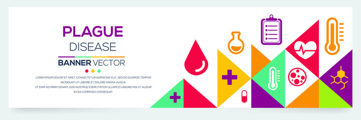 Creative (Plague) disease Banner Word with Icons ,Vector illustration.	