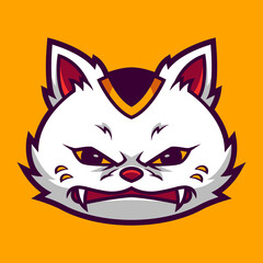 angry maneki neko head illustration