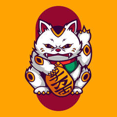 angry maneki neko illustratio
