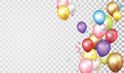 Birthday and celebration banner with colorful balloon - obrazy, fototapety, plakaty