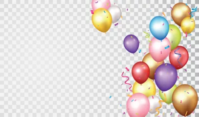 Fotobehang Birthday and celebration banner with colorful balloon © radenmas