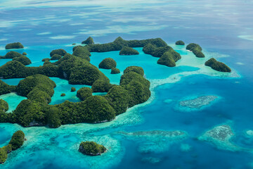 Fototapeta na wymiar Aerial view of Palau's 70 islands and UNESCO World Heritage site