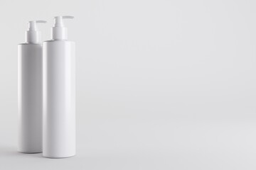 White Cosmetic Dispenser Shampoo Bottle Mockup 3D Illustration