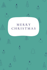 Merry Christmas - Christmas card with the text on a festive pattern background