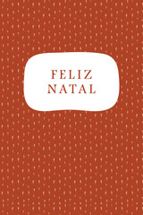 Merry Christmas - Christmas card with the Portuguese text on a festive, vintage pattern background