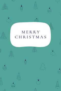 Merry Christmas - Christmas card with the text on a festive pattern background