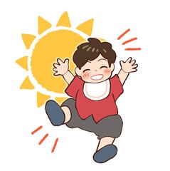 昼間、元気な赤ちゃんのイラスト
