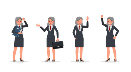 Fototapeta na wymiar Old businesswoman working in office character vector design. Presentation in various action. no3
