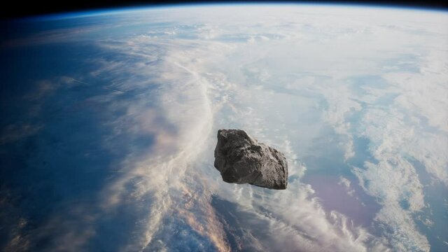 Dangerous asteroid approaching planet Earth, elements of this image furnished by NASA