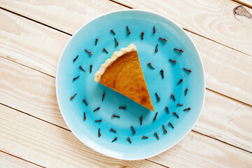 Traditional Thanksgiving homemade pumpkin pie 