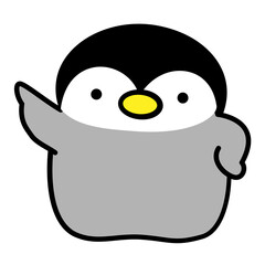 ペンギン　ひな　指さし　イラスト素材