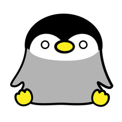 ペンギン　ひな　ぼんやり　イラスト素材