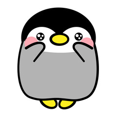 ペンギン　ひな　照れる　イラスト素材