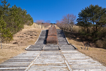 栗野岳レクリエーション村の日本一の枕木階段  © 田村広充