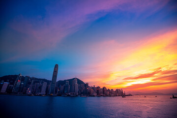 Fototapeta na wymiar Hong Kong cityscapes at sunset 