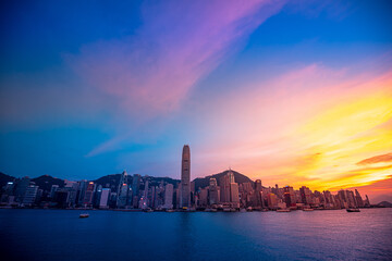 Hong Kong cityscapes at sunset 