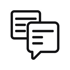 Chat box with lines outline and thin line icon isolated on white background EPS Vector