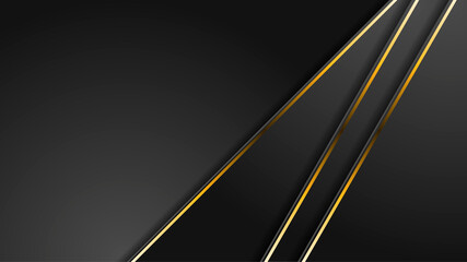 Black abstract corporate banner with golden lines