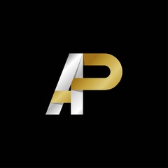 AP initial letter logo, simple shade, gold silver color