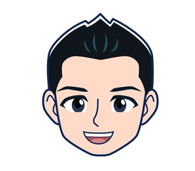 Male clerk in a blue outerwear