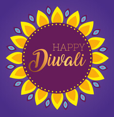 Happy diwali on flower design, Festival of lights theme Vector illustration