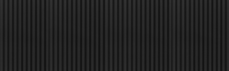 Panorama of Black Corrugated metal background and texture surface or galvanize steel - 385881222