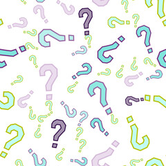 Quiz seamless pattern. Question marks, doubt, faq