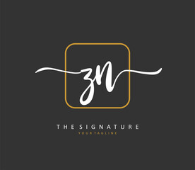 Z N ZN Initial letter handwriting and signature logo. A concept handwriting initial logo with template element.