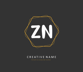 Z N ZN Initial letter handwriting and signature logo. A concept handwriting initial logo with template element.