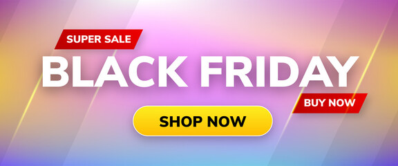 Web Banner Super Sale Black Friday Abstract Colorful Background