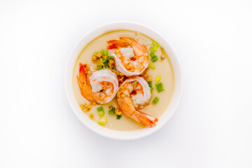 Steamed eggs with shrimp