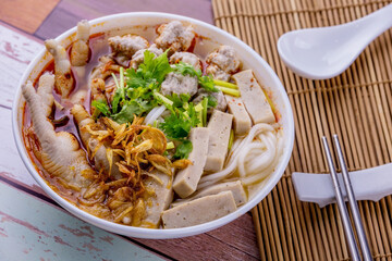 Vietnamese noodle soup with chicken feet