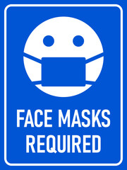 Face Masks Required or No Mask No Entry Vertical Instruction Warning Icon with an Aspect Ratio of 3:4. Vector Image.