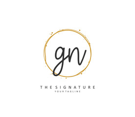 G N GN Initial letter handwriting and signature logo. A concept handwriting initial logo with template element.