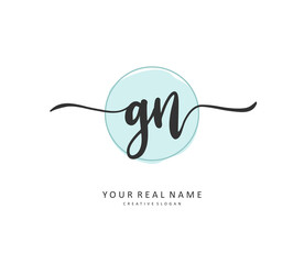 G N GN Initial letter handwriting and signature logo. A concept handwriting initial logo with template element.