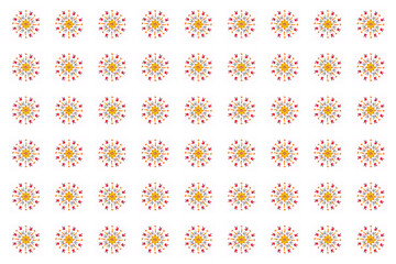 Fototapeta na wymiar Seamless pattern Mandalas with colorful flowers and dry leaves isolated on white background