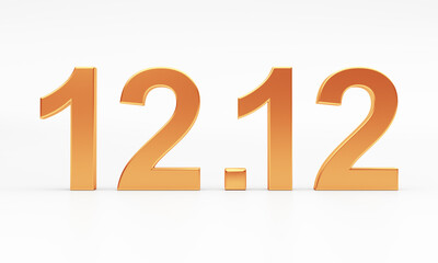 12.12 text sale shopping day decoration on white background. 3D rendering illustration	